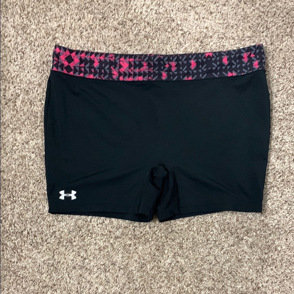 Under Armour Black and Pink Athletic Shorts with Compression Fit